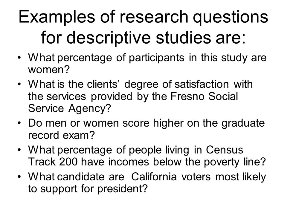 Examples of descriptive research methods